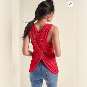 VENUS Criscross Back Detail Top in Red, size Small